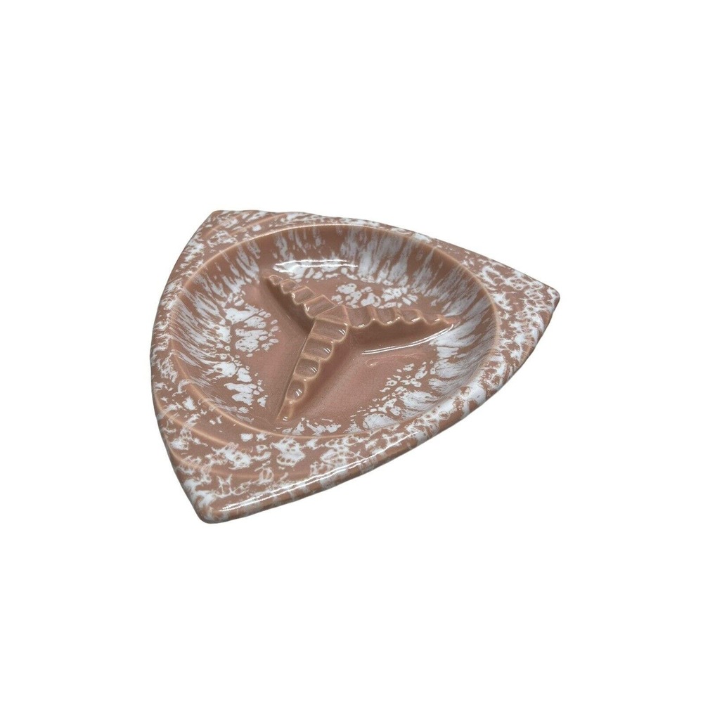 Mid-Century Atomic Ashtray Splatter Speckled Ceramic Triangle Vtg